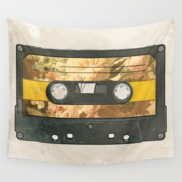 Retro Music Cassette Flower Power Wall Tapestry