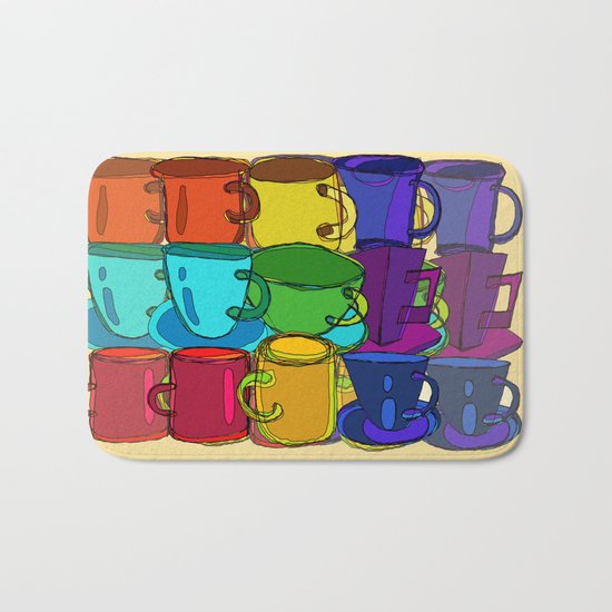 Tea Cups and Coffee Mugs Spectrum Bath Mat