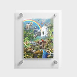 Jungle Waterfall Wild Animal Animals Scene Floating Acrylic Print