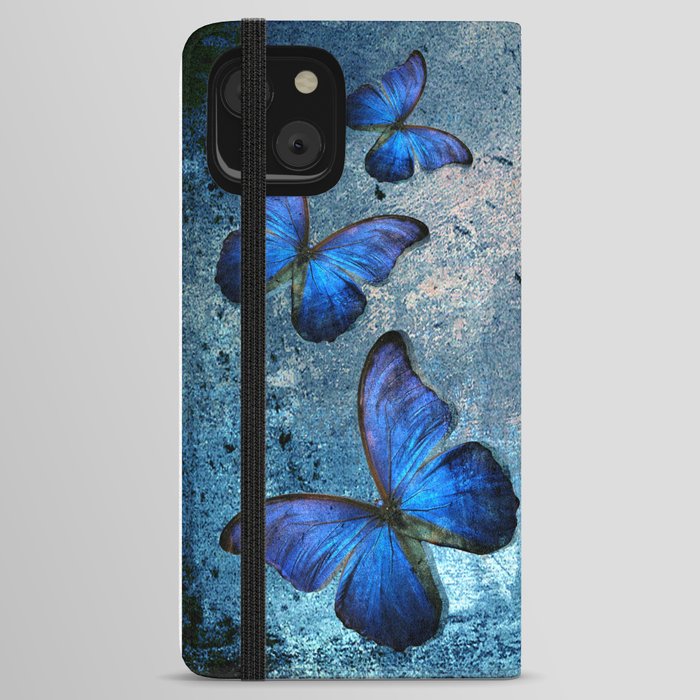 Butterfly Blue Vintage  iPhone Wallet Case
