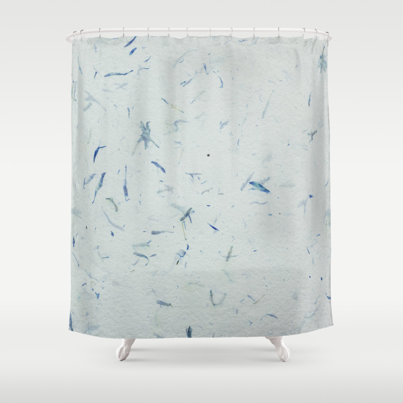 Hand Painted Abstract Blue Watercolor Floral Shower Curtain By
