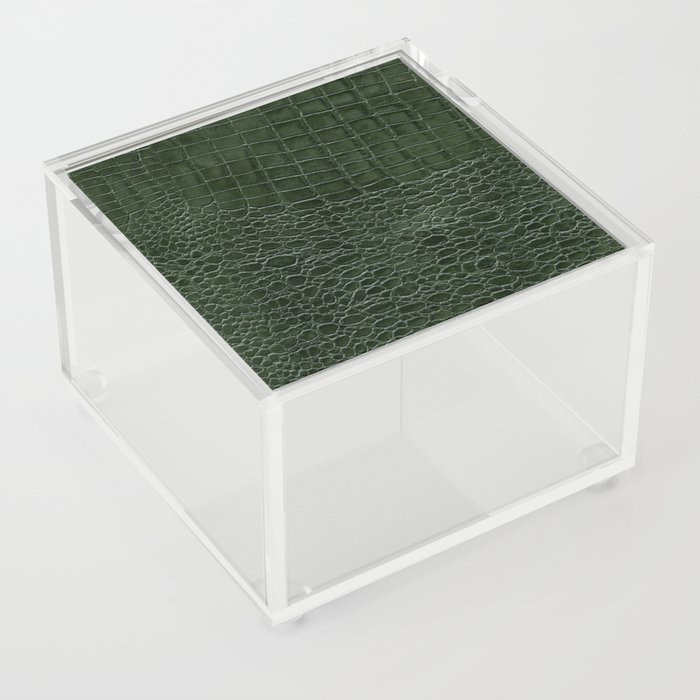 Green faux leather pattern Acrylic Box