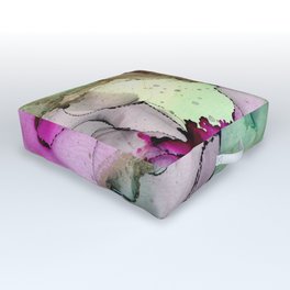 Green Window      Alcohol Ink Painting Outdoor Floor Cushion