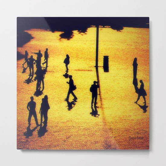 Humans and Statues Metal Print