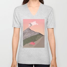 Sunset at Volcan de Fuego, Guatemala V Neck T Shirt