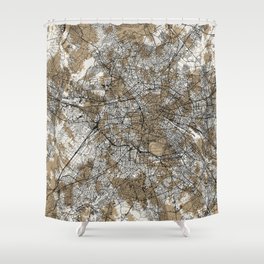 Authentic Berlin Map - Artistic Cartography Shower Curtain