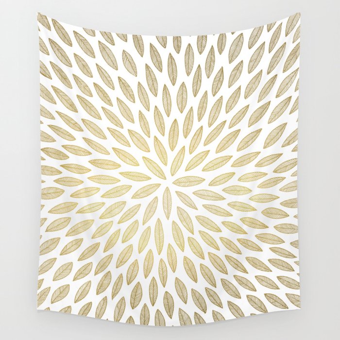 Just Gold Leaves Wall Tapestry