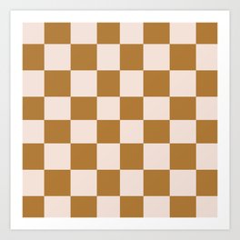 Creme and Brown Earthy Tone Checkered Tartan Art Print