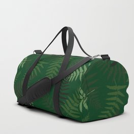 Fern Leaf Pattern on Green Background Duffle Bag