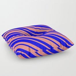 [ Thumbnail: Blue & Salmon Colored Lined Pattern Floor Pillow ]