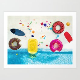 Toys by the pool Art Print