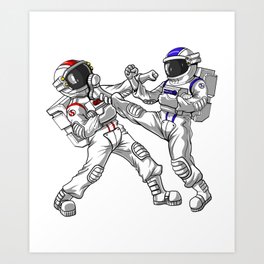 Space Astronaut Karate Art Print | Taekwondo, Martialarts, Outerspace, Karatist, Kungfu, Sciencefiction, Galaxy, Karate, Graphicdesign, Muaythai 