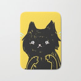 Scaredy Cat - Cute scared black kitty cat illustration Bath Mat | Kawaii, Yellow, Cat, Drawing, Cute, Cuteblackcat, Illustration, Digital, Kitty, Black 