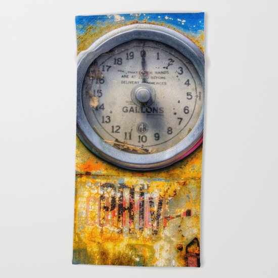 Old Petrol Pump Gauge Beach Towel