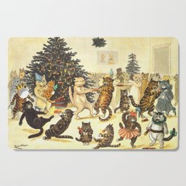 'Christmas Party Cats' by Louis Wain Vintage Cat Art Cutting Board