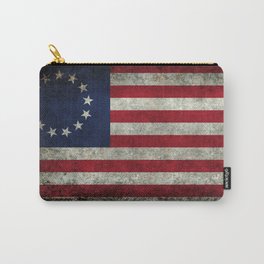 Betsy Ross flag, distressed grungy Carry-All Pouch | Thirteen, Historic, Usa, Unitedstates, Painting, Ross, Point, Worn, American, Historical 