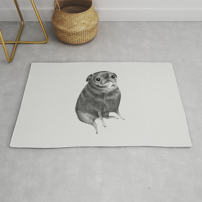 Sweet Black Pug Rug