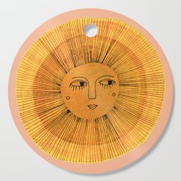 Sun Drawing Gold and Pink Cutting Board