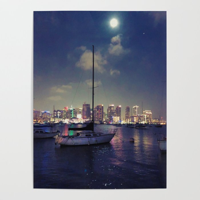 San Diego by Night - Oil Poster