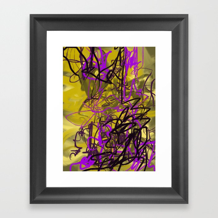 Yellow & Purple Energy Swarm Abstract Framed Art Print