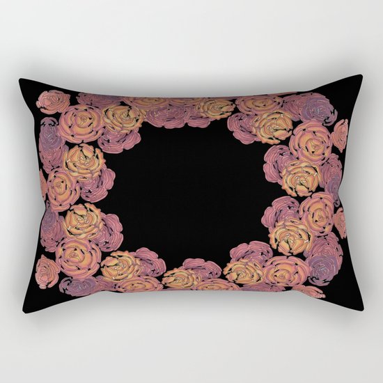 Rosey Rose Wreath, Pink Rectangular Pillow