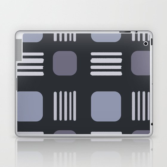 Mid-Century Modern Squares Lines Slate Gray Laptop & iPad Skin