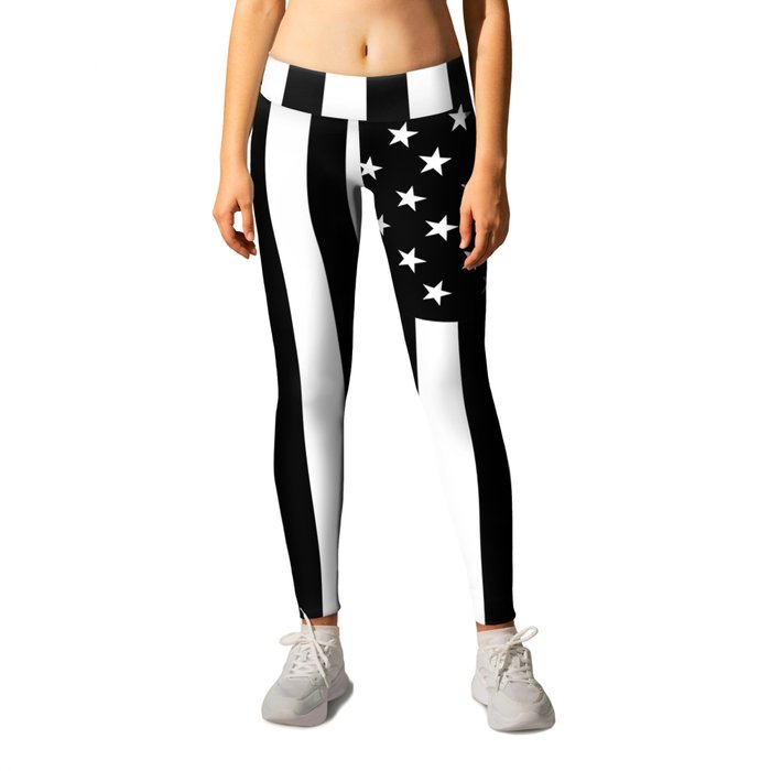 American Flag. Stars and Stripes. Portrait in Black and White. Leggings