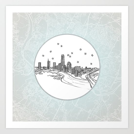 Austin, Texas City Skyline Art Print