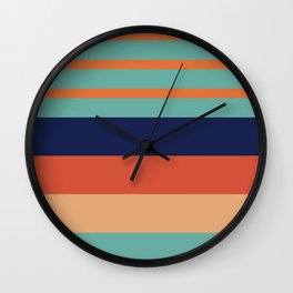 Just Gotta Be Stripes - Retro Rainbow Wall Clock | Yoga, Teal, Groovy, Orange, 60S, 8Pawsstudio, Bayadere, Blue, 1970S, Stripes 