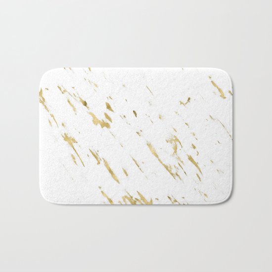 Gold White Marble - Trendy Yellow Gold Marble Bath Mat