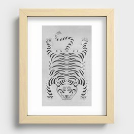 Gray and Black Tibetan Tiger Design Recessed Framed Print