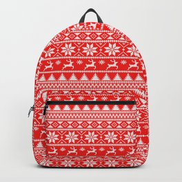 Fair Isle Christmas Backpack | Geometric, Holiday, Graphicdesign, Fairisle, Knit, Crochet, Pattern, Winter, Digital, Snowflakes 