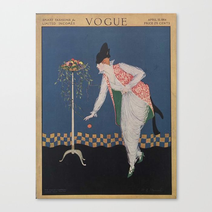 Blue Woman - Vintage Fashion Magazine Cover April 1914 Canvas Print