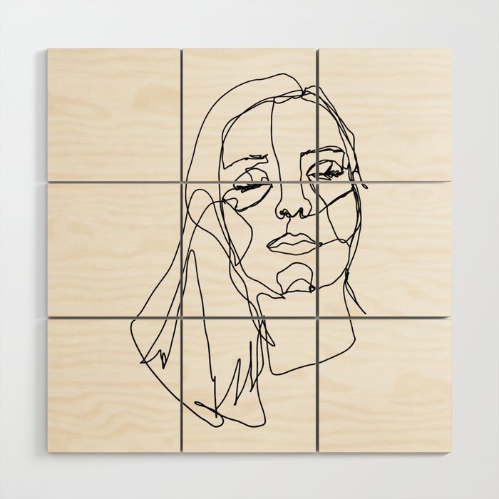 LINE ART FEMALE PORTRAITS III-I-I Wood Wall Art