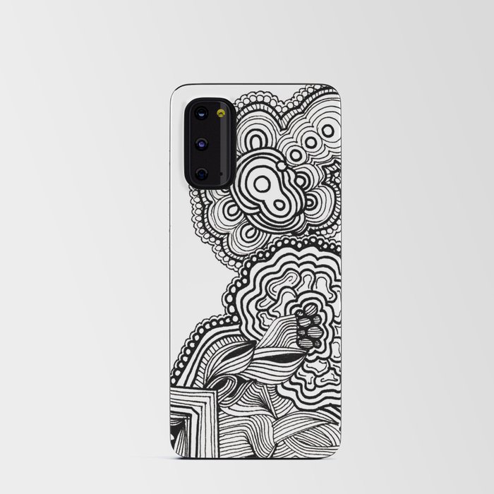 Black and White Flower Brain Android Card Case