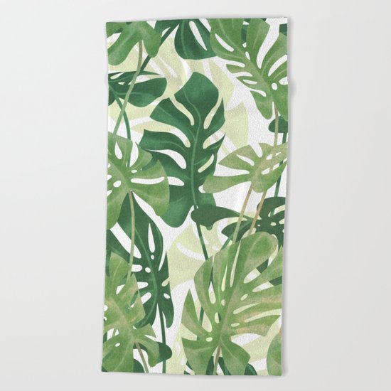 Vintage Monstera leaves Beach Towel