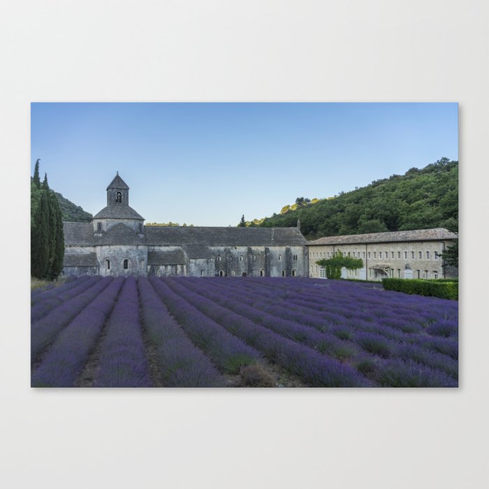 Lavender field near the monastery just before sunrise Canvas Print