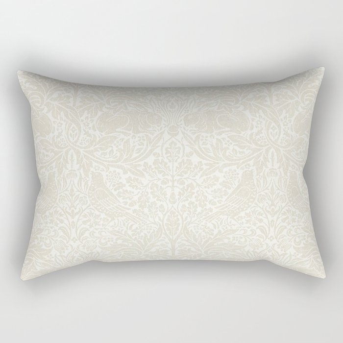 William Morris Pure Brer Rabbit White Clover Ivory Vintage Pattern Rectangular Pillow