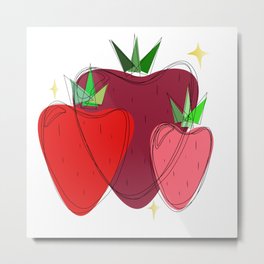 Sparkly Strawberries Metal Print