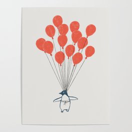 Penguin Balloons Poster