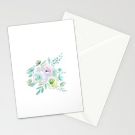 3 abstract flowers watercolor   Stationery Card