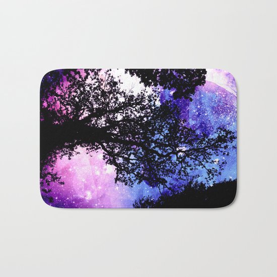 Black Trees Purple Space Bath Mat