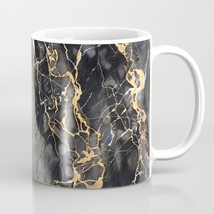 Black + Gold Marble Stone Classic Stylish Abstract Modern Artwork Coffee Mug