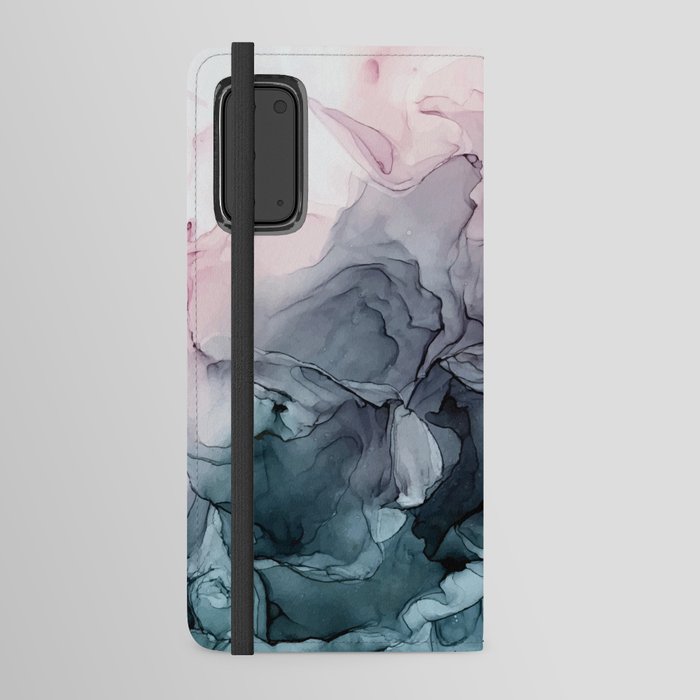 Blush and Payne's Grey Flowing Abstract Painting Android Wallet Case