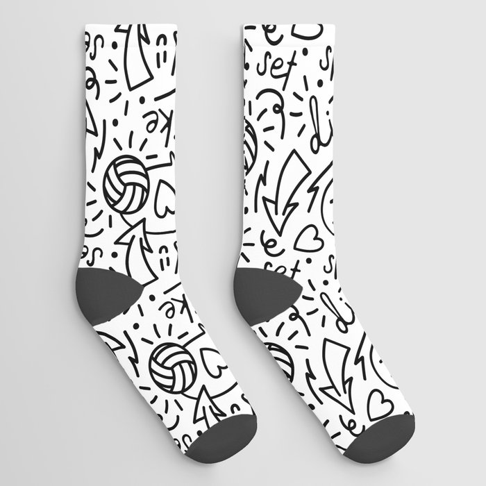 Volleyball Doodles Socks