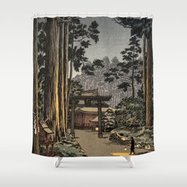 Tsuchiya Koitsu - Nikko Futarasan Temple - Japanese Vintage Woodblock Painting Shower Curtain