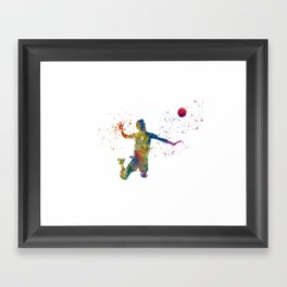 Volleyball player in watercolor Framed Art Print