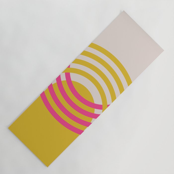 Arches in Fandango Pink and Mustard Yellow Yoga Mat