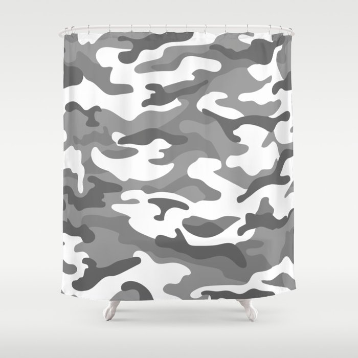 Camouflage Pattern Grey Shower Curtain