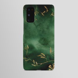 Winter Gold Flowers On Emerald Marble Texture Android Case